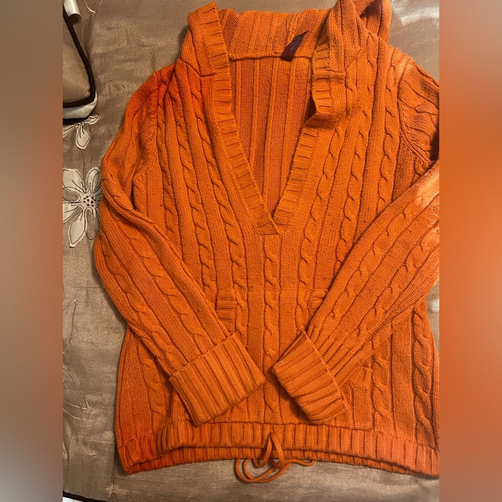 Orange V neck sweater